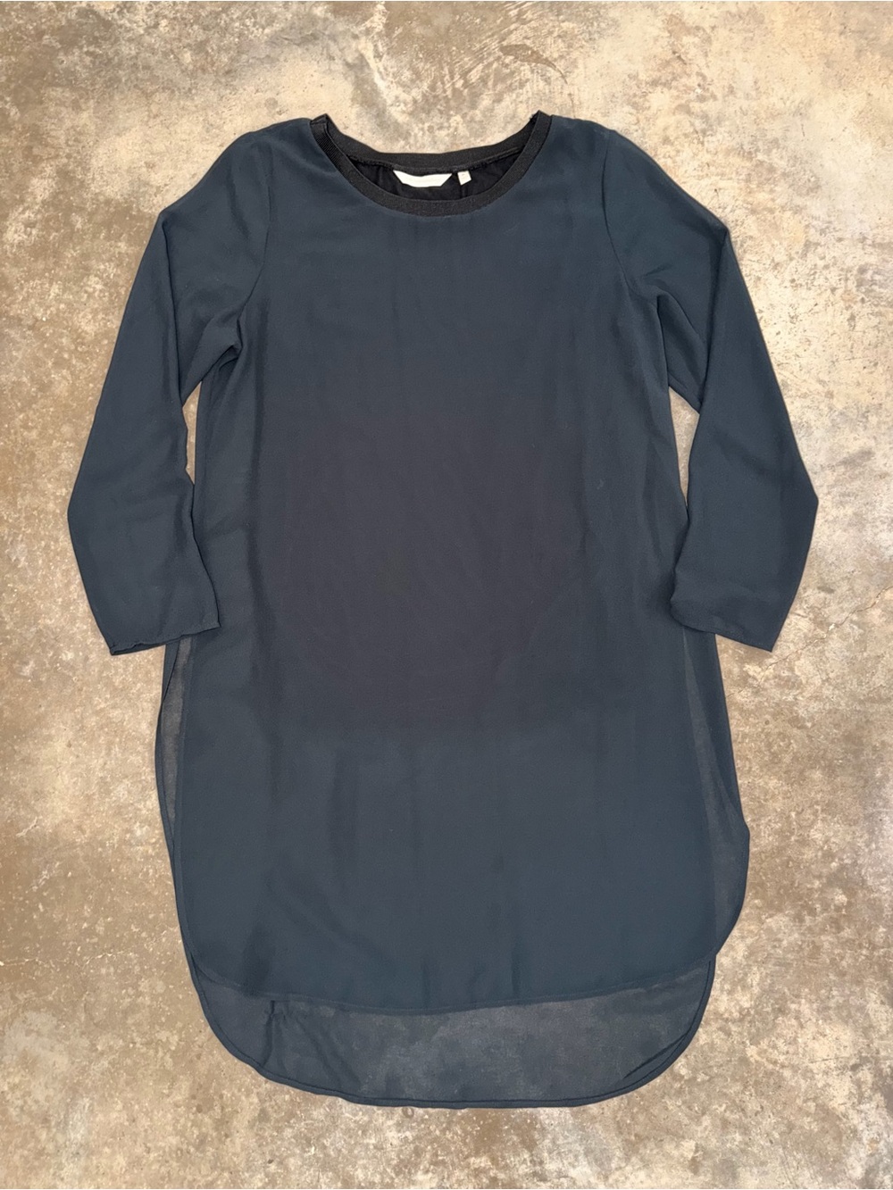 Soft Surroundings Navy Black Layered High Low Tunic Top M Long Sleeve Relaxed
